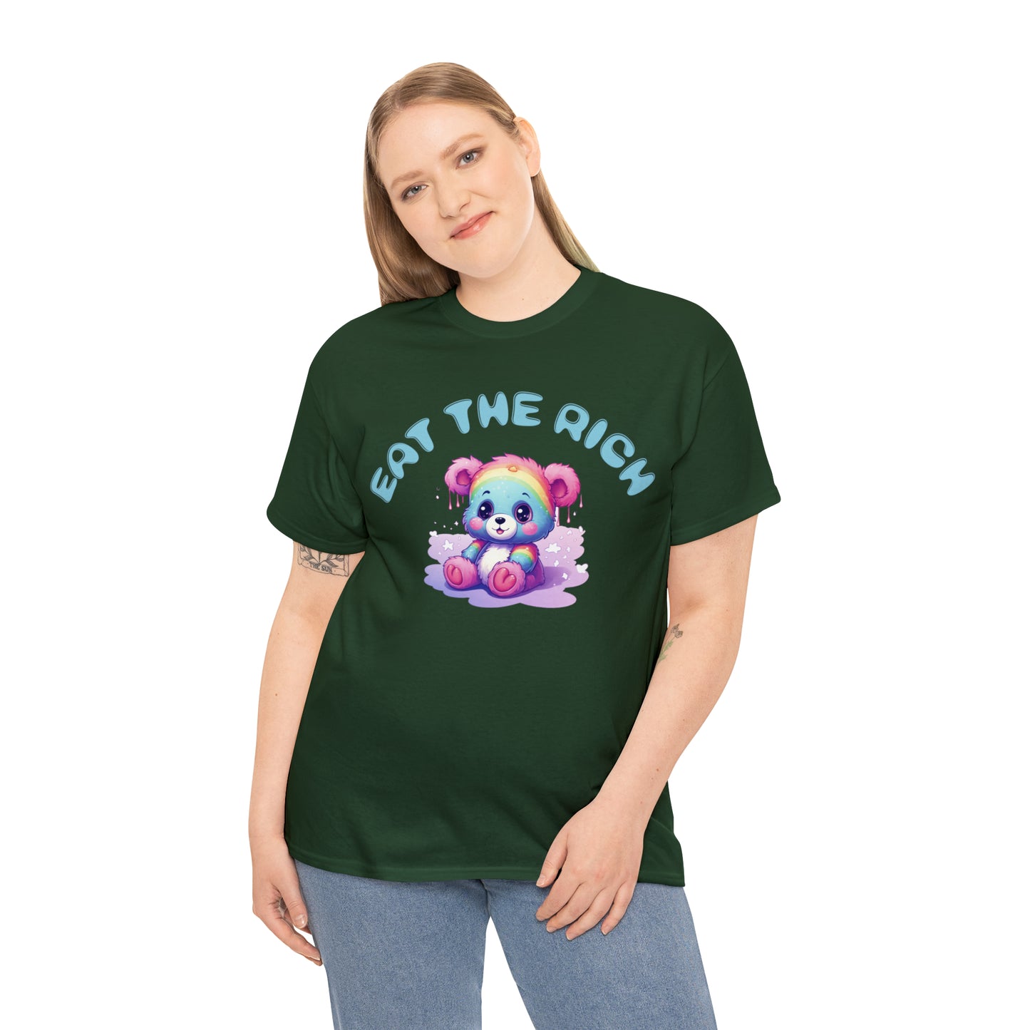 EAT THE RICH Tee, blue text