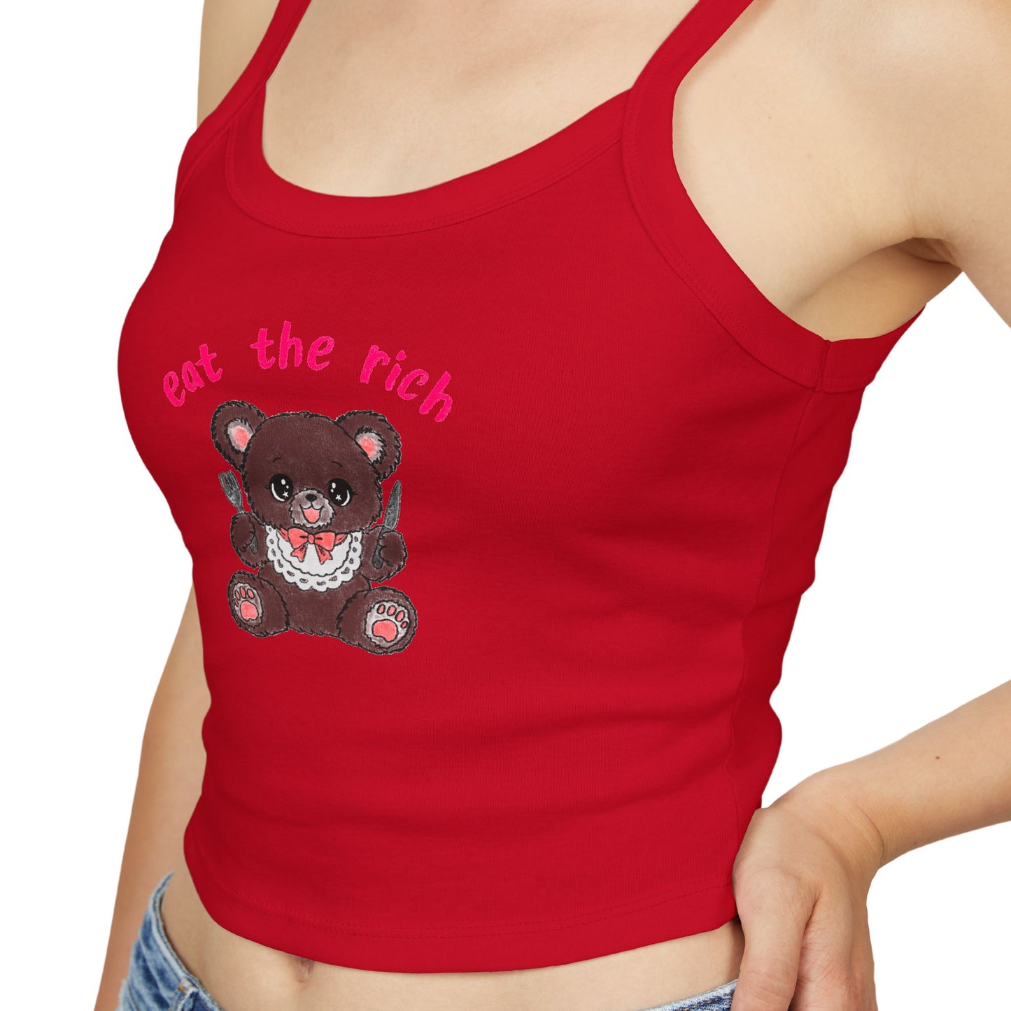 Teddy Bear x Eat the Rich Spaghetti Strap Tank Top