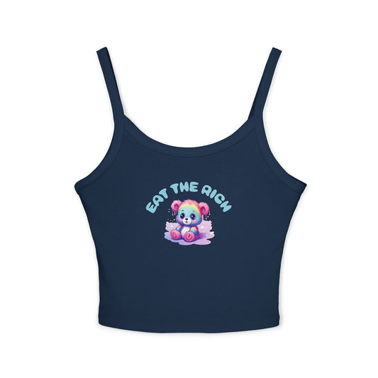 Eat the Rich Spaghetti Strap Tank Top, blue text
