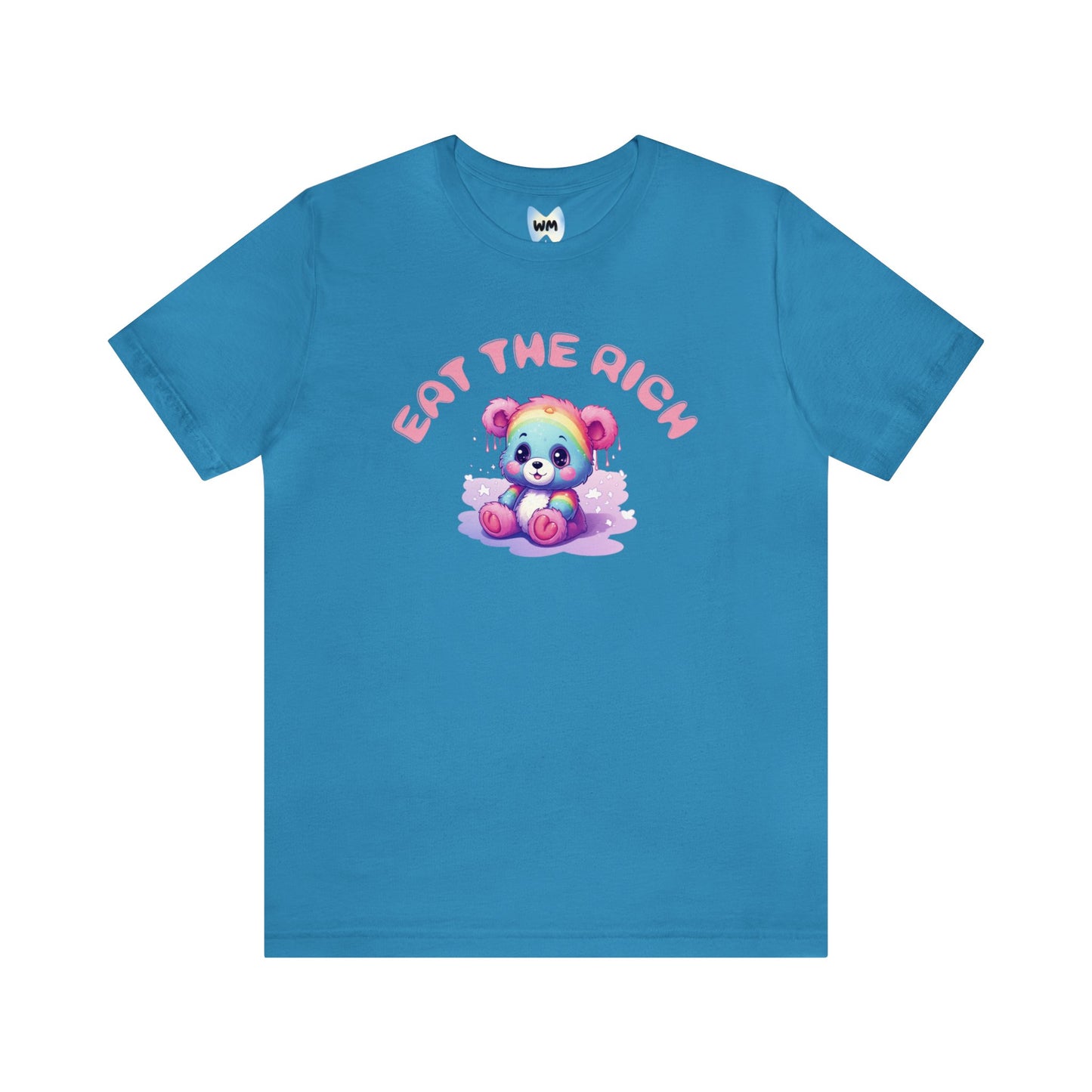 EAT THE RICH Tee, pink text