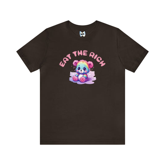 EAT THE RICH Tee, pink text