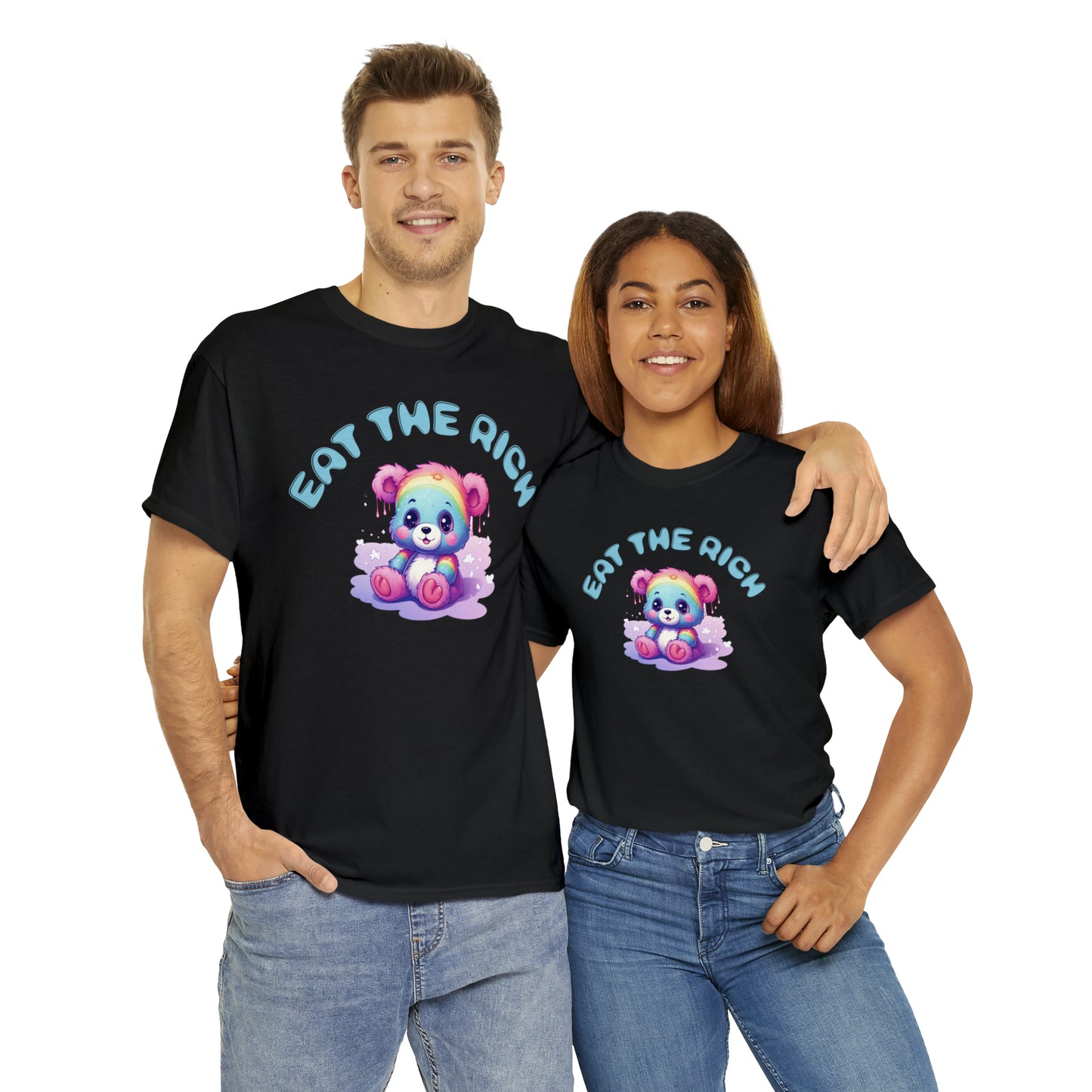 EAT THE RICH Tee, blue text