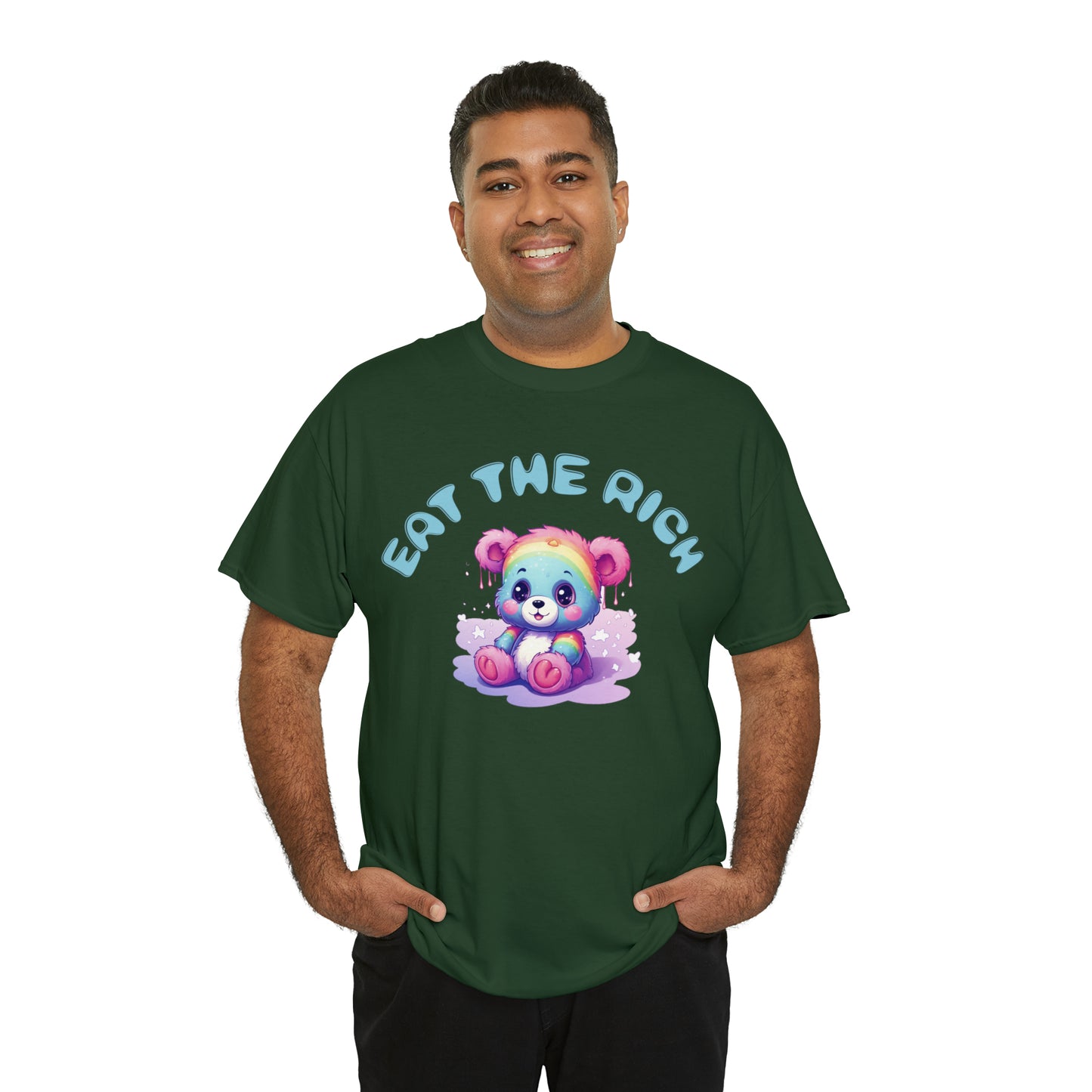 EAT THE RICH Tee, blue text
