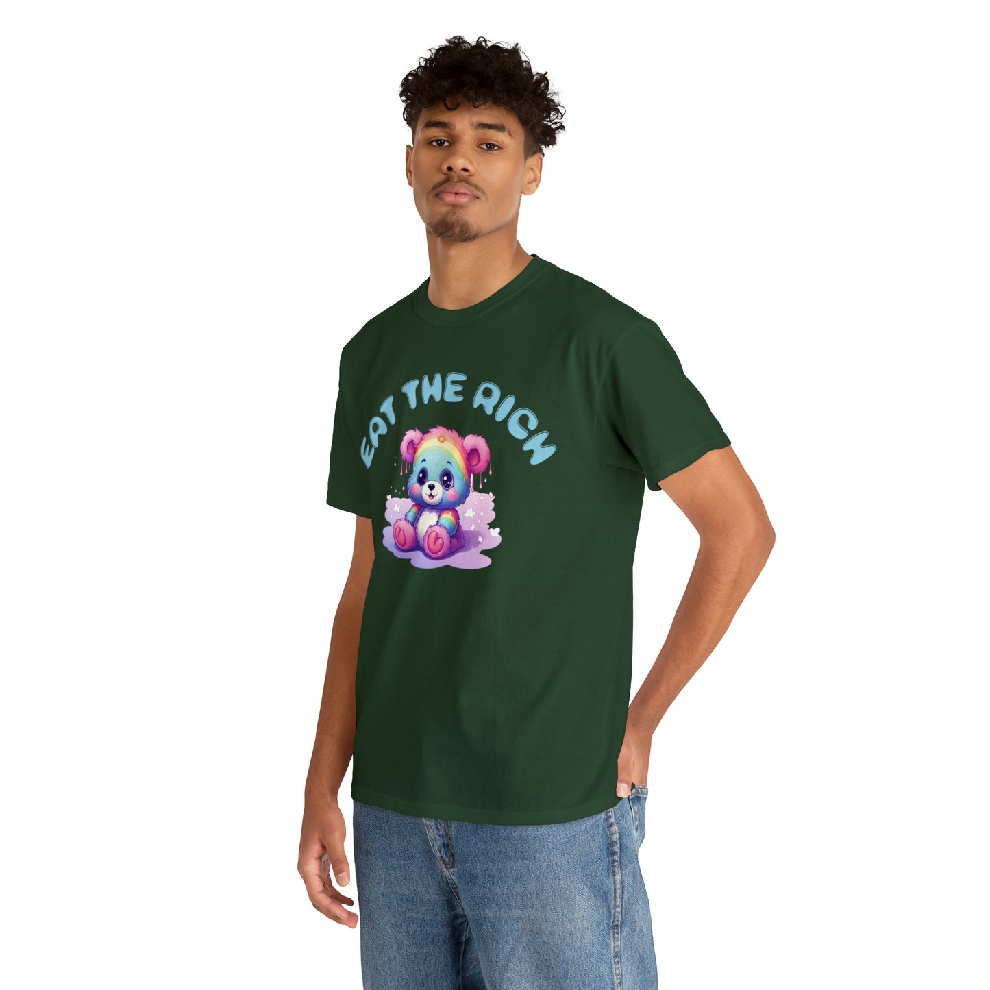 EAT THE RICH Tee, blue text