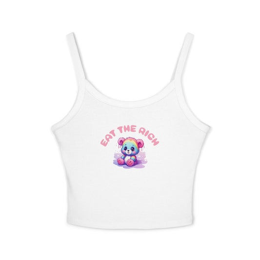 Eat the Rich Spaghetti Strap Tank Top, pink text