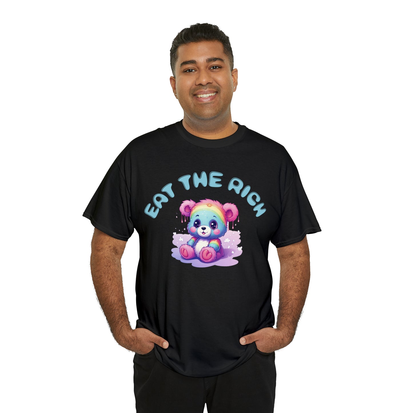 EAT THE RICH Tee, blue text