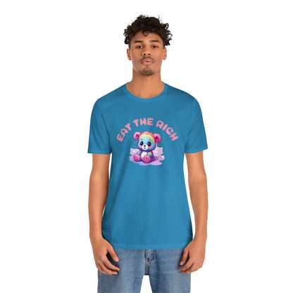 EAT THE RICH Tee, pink text