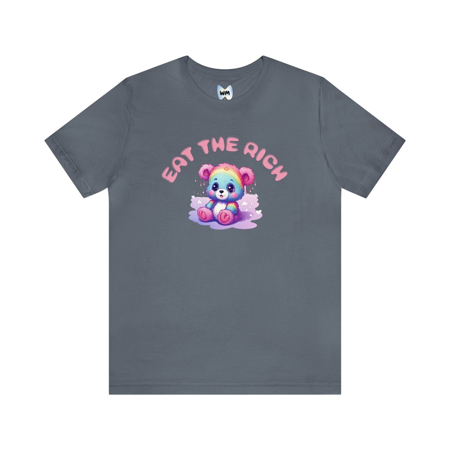 EAT THE RICH Tee, pink text