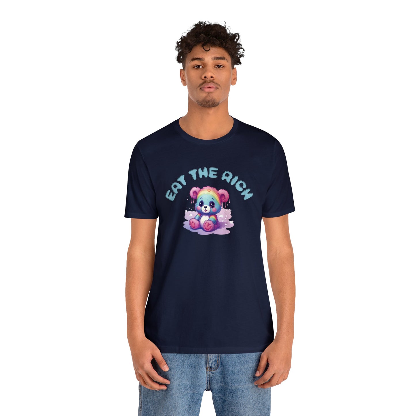 EAT THE RICH Tee, blue text