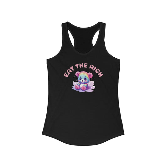 EAT THE RICH Racerback Tank, pink text