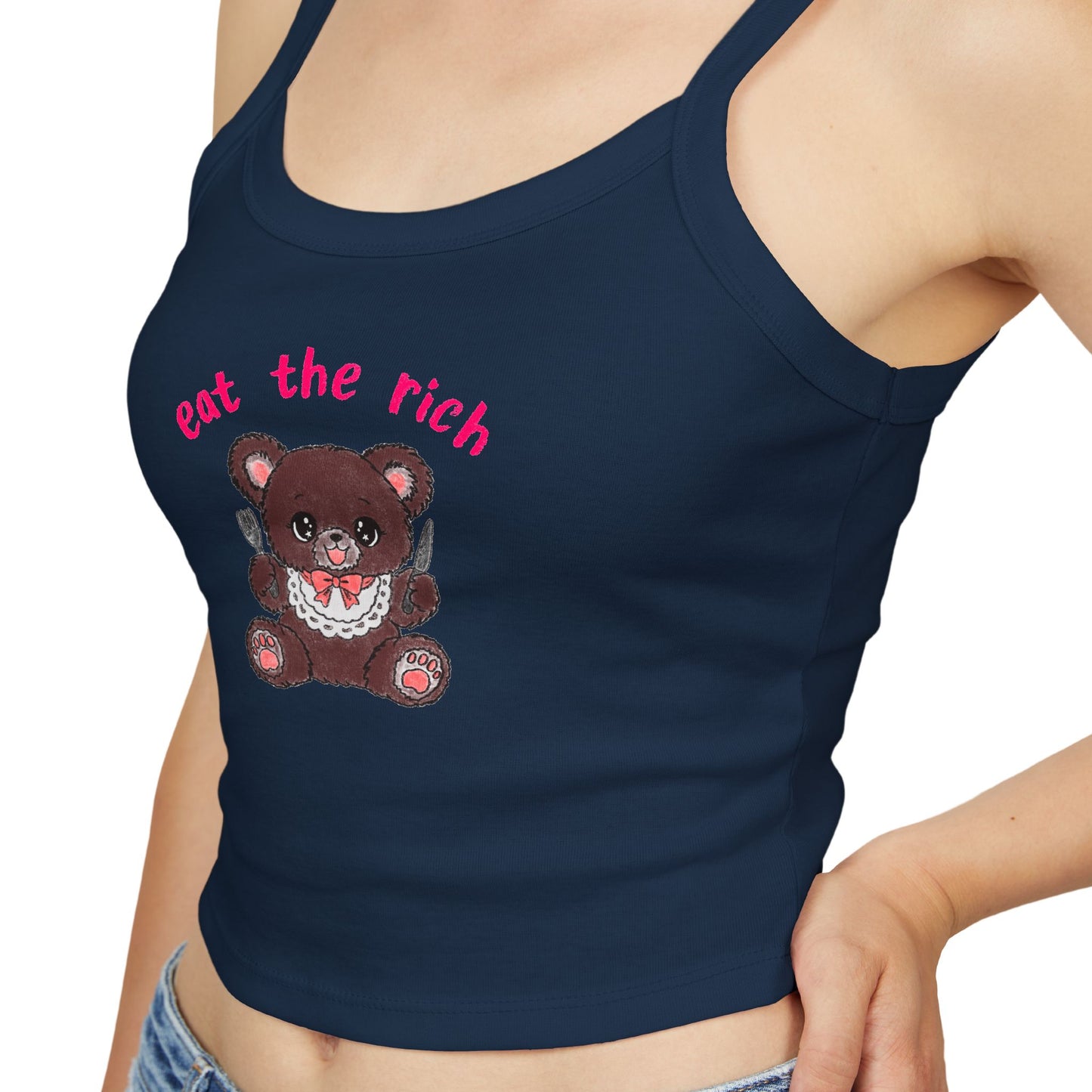 Teddy Bear x Eat the Rich Spaghetti Strap Tank Top