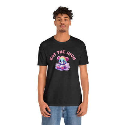 EAT THE RICH Tee, pink text