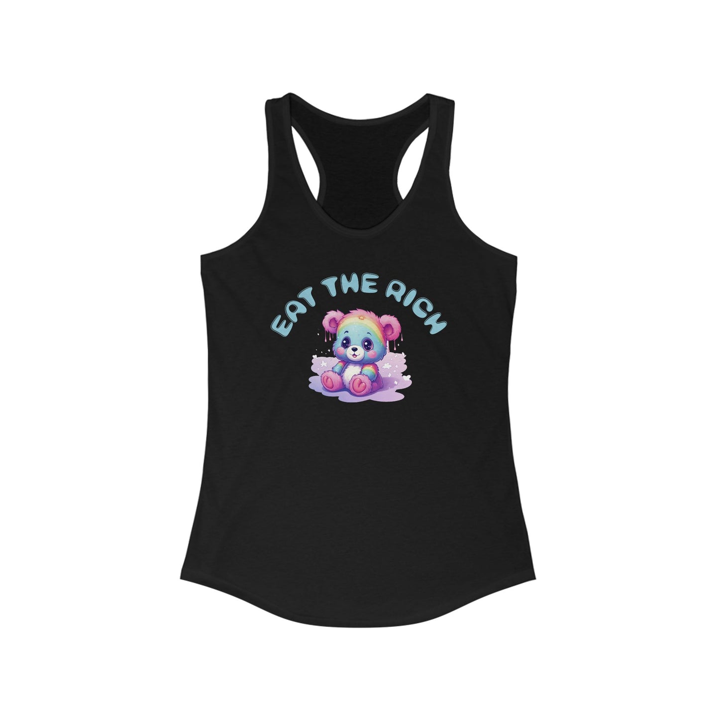 EAT THE RICH Racerback Tank, blue text