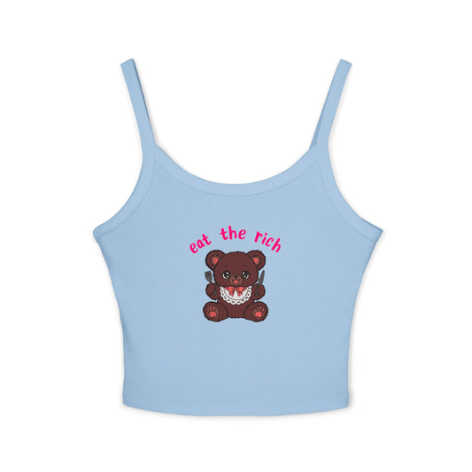 Teddy Bear x Eat the Rich Spaghetti Strap Tank Top